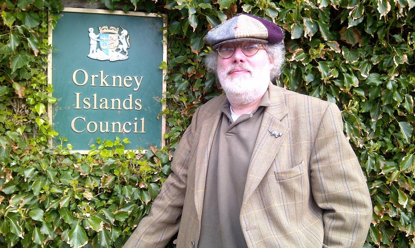 Councillor Dr Steven Clackson outside the Orkney Council chamber
