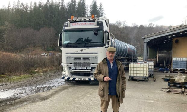 Donald Houston at Ardnamurchan Distillery with a tanker filled with whisky residue for Celtic Renewables.