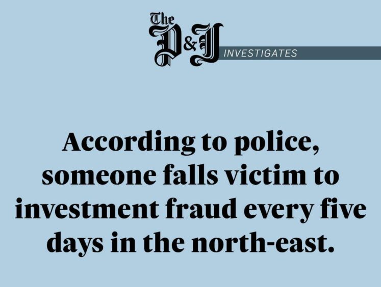 Infographic stating how someone falls victim to investment fraud every five days in the north-east
