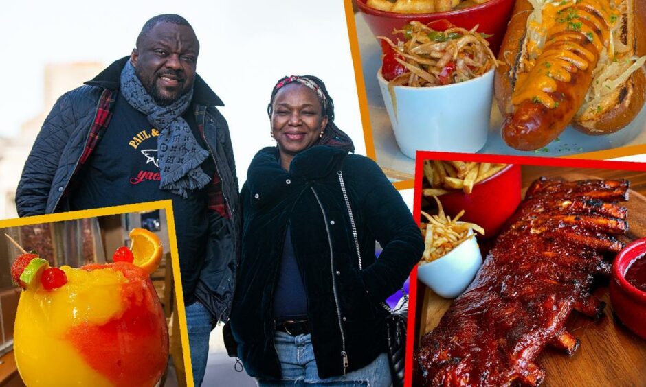 Gidi Grill owner Mobolaji Adeniyi and his wife Eniloa outside the food venue on Aberdeen's Union Street.