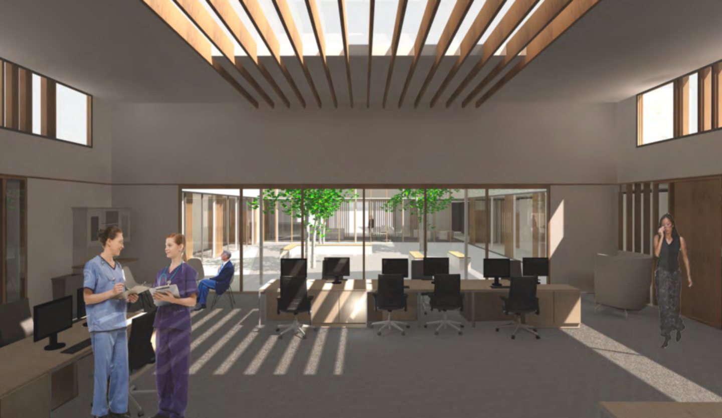 Design proposals for the Greenferns health centre described it as "de-institutionalised"