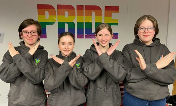 From left to right, Police Scotland Youth Volunteers Sophie Brebner, Neave Douglas, Carys Stewart, Rhianna Thomson.