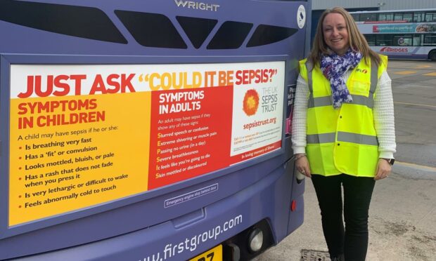 Nicola Riach is running adverts on First buses in Aberdeen to raise awareness of sepsis symptoms