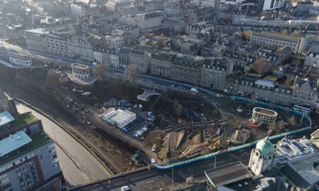 An aerial shot of Union Terrace Gardens (UTG) taken at the beginning of February. Its reopening has been confirmed for the end of April. Picture by Kenny Elrick/DCT Media.