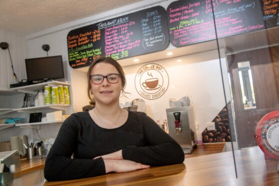 Chloe Campbell, 19, took over the Coffee Pot cafe in Dufftown, Moray last month. Picture by Kath Flannery