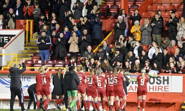 Aberdeen Women after their game against Rangers at Pittodrie.