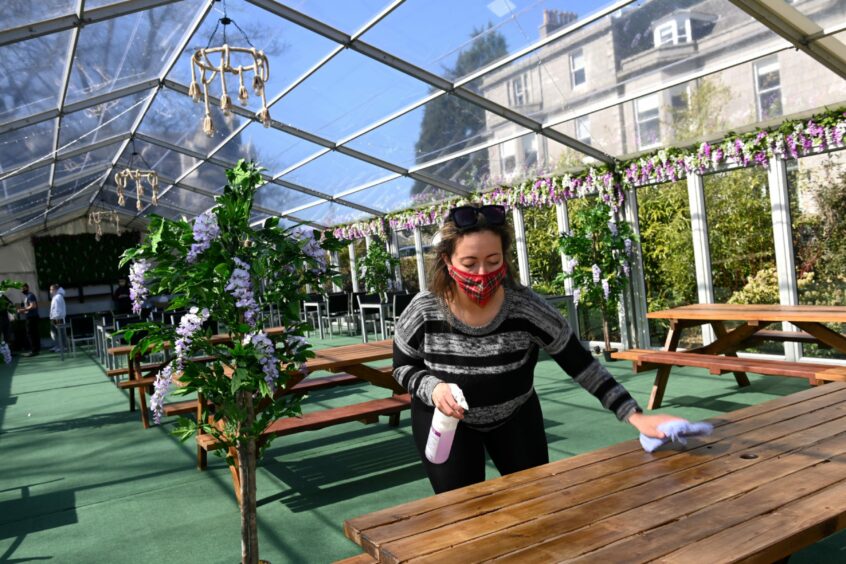 Staff getting the marquee ready before it reopened last April