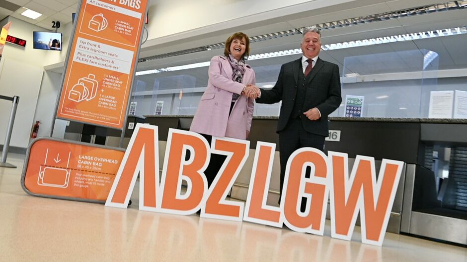 Ali Gayward, UK country manager for easyJet, and Mark Beveridge, operations director, Aberdeen International Airport.