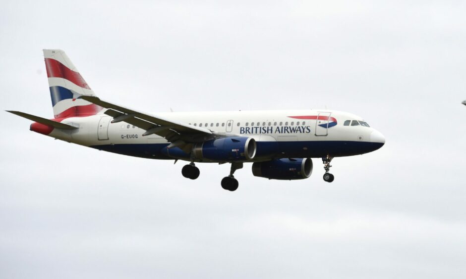 British Airways flight in the air