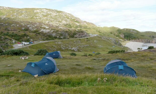 Wild campers in the dunes of Ceannabeinne beach near Durness in Sutherland, where restrictions have now been put in place. Picture by Sandy McCook/DC Thomson.