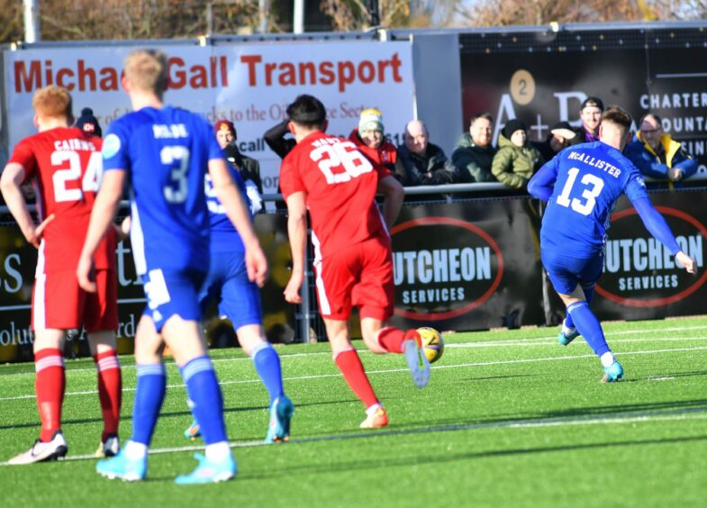 Rory McAllister puts Cove Rangers in front from the spot