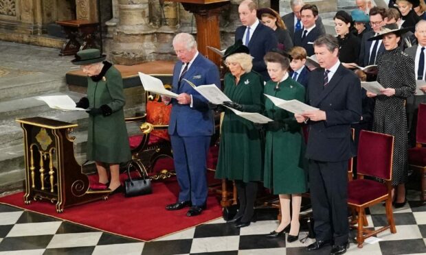 The Queen and other royals at Prince Philip's memorial