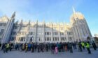 Dozens turn out for solidarity and peace protest outside Marischal College. Picture by Scott Baxter.