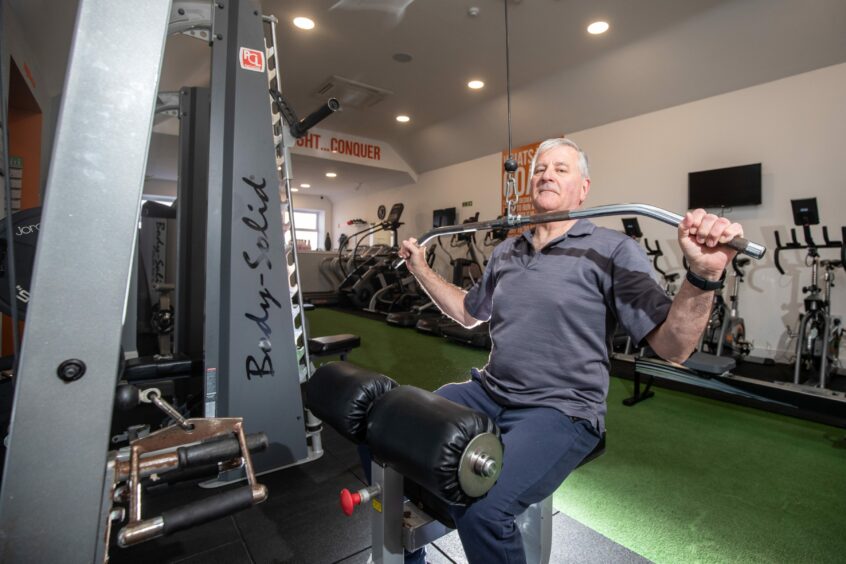 Ian McHattie working out at his local gym in Kemnay.