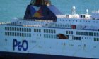 Side-on view of a P&O ferry