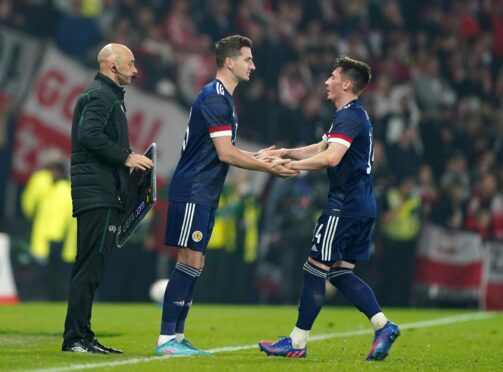 Scotland's Kenny McLean comes on for Billy Gilmour during the friendly against Poland