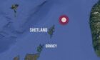 Graphic showing where earthquake was north-east of Shetland.