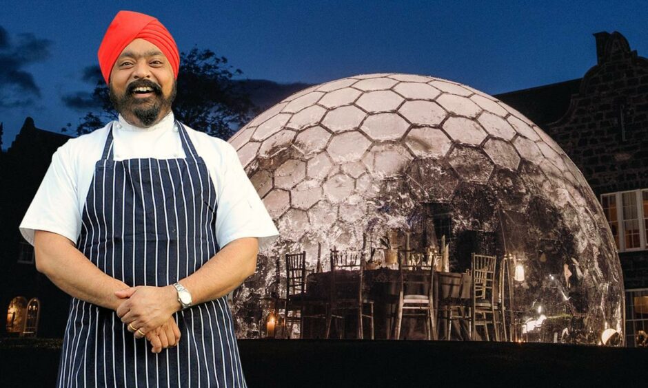 Tony Singh outside one of the domes.