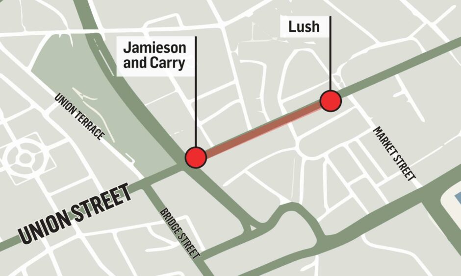 This map shows initial plans for where Union Street's new bus gate will be. 