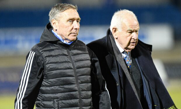 Peterhead manager Jim McInally, left