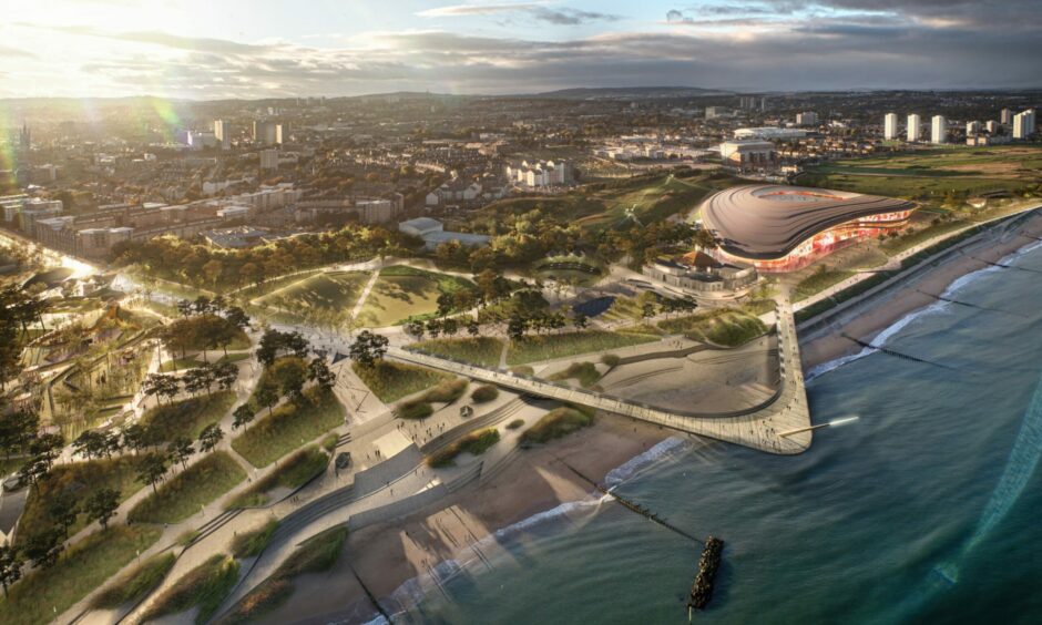 Another image produced by Aberdeen City Council showing a proposed pier at the beachfront - which the SNP say they will 'prioritise' if in charge after May's election.