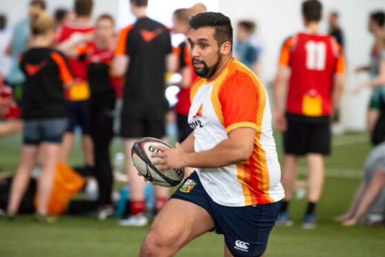 Rugby player during corporate games in Aberdeen