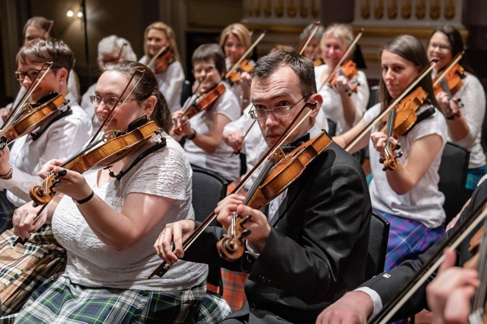 Scottish Fiddle Orchestra playing in Aberdeen