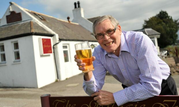 John Quinn outside the Garlogie Inn.