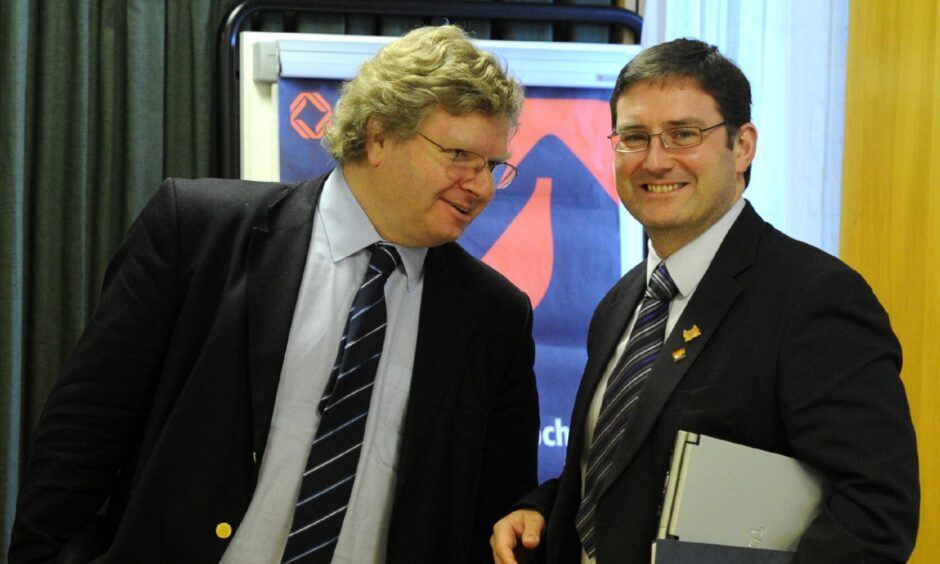 Ian Yuill and John Stewart at an Aberdeen City Council meeting in 2011. Picture by DCT Media.