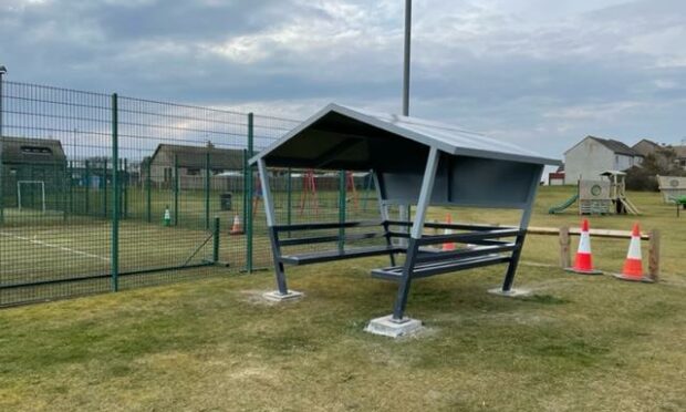 A new custom made youth shelter has been installed at Mill Park. Photo: Peter Abenheimer.