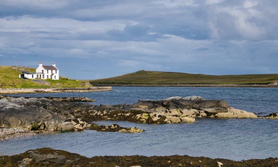 Coastal scenery around Yell, Shetland, where residents have the most Scandinavian genes.
