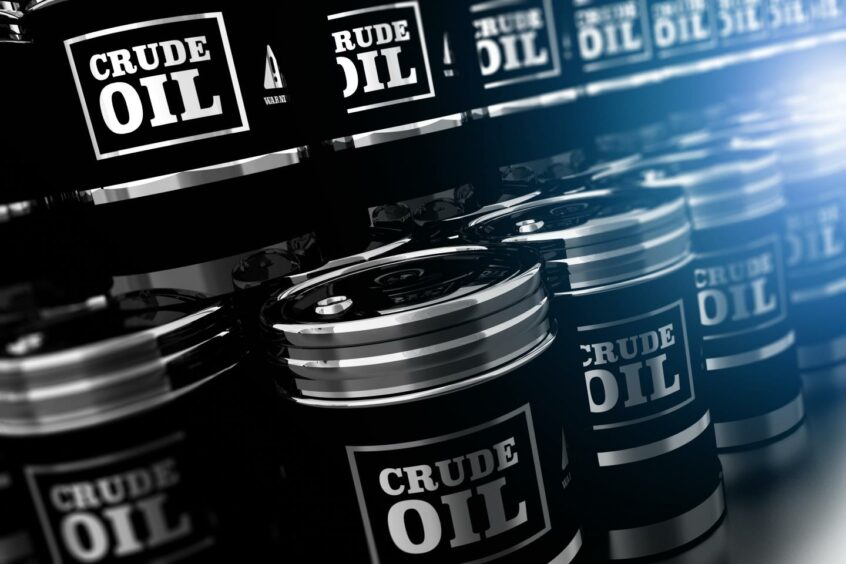 Black barrels of crude oil