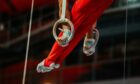 Stock image of gymnast on rings.