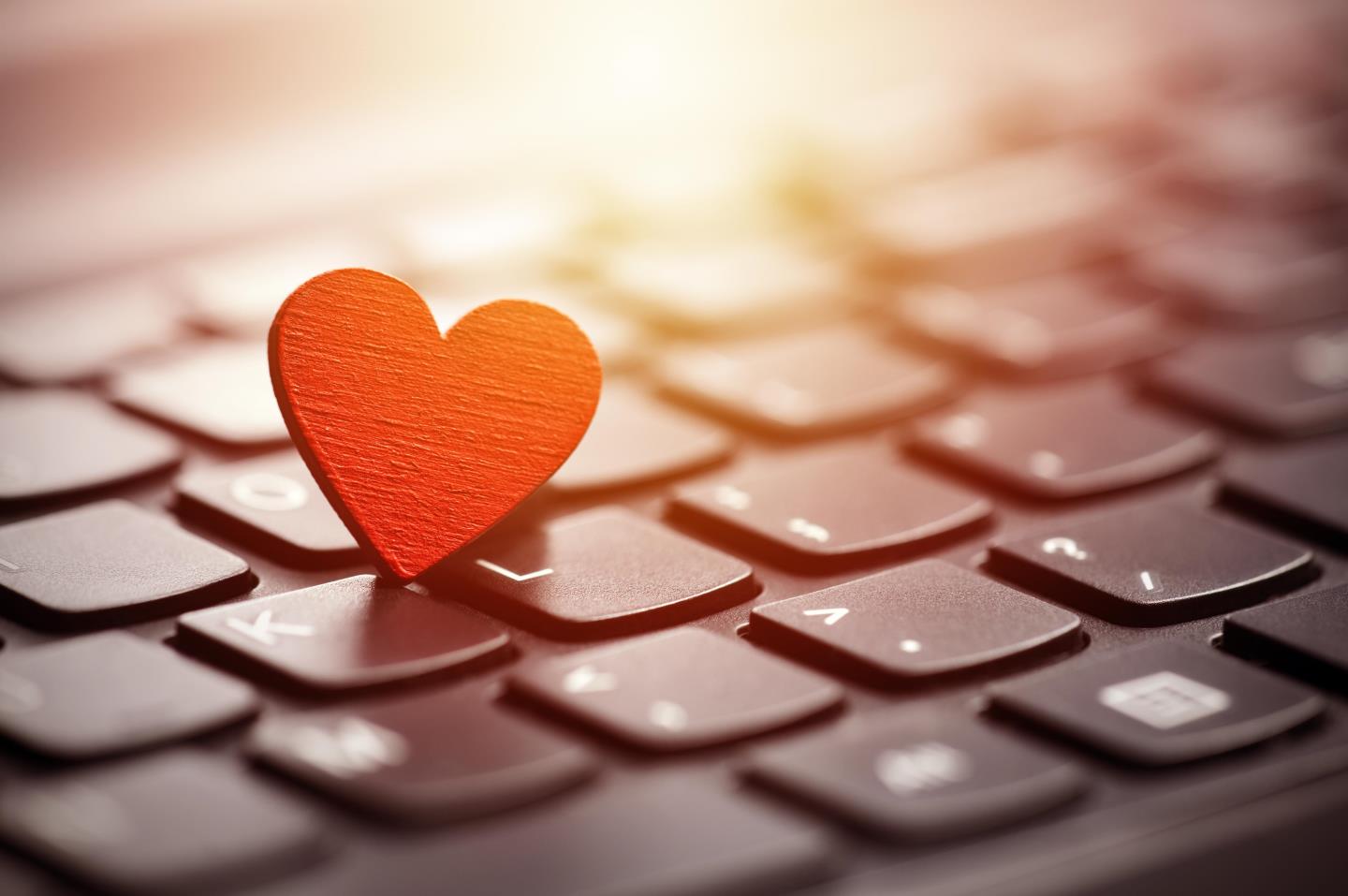A love heart placed on a keyboard