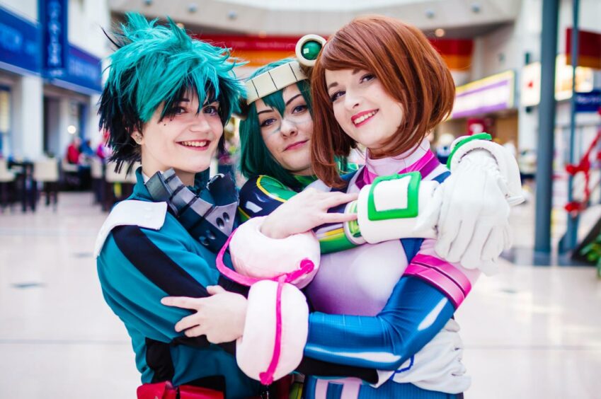 Fans cosplaying as My Hero Academia characters