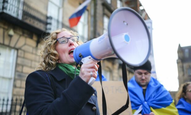 Scottish Greens co-leader Lorna Slater makes a speech during a protest against Russia's invasion of Ukraine in front of Edinburgh's Russian Consulate (Photo: Ewan Bootman/Shutterstock)
