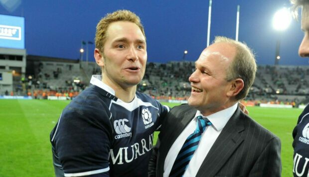 Dan Parks and coach Andy Robinsin after Scotland's last win in Dublin in 2010.