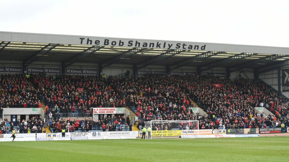 Aberdeen fans at Dens Park. 