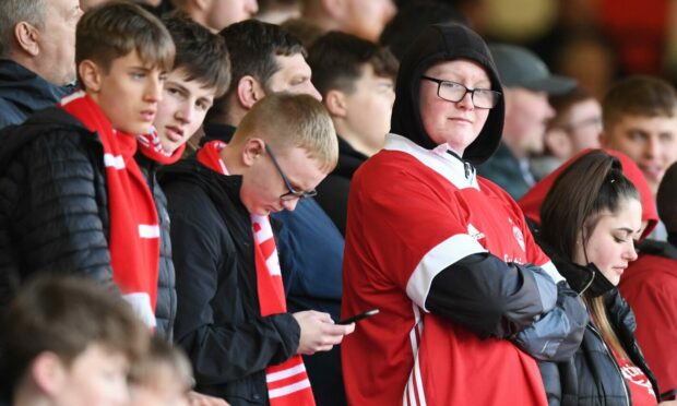 Fans during the cinch Premiership match between Aberdeen and Ross County.