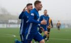Cove Rangers duo Fraser Fyvie and Mitch Megginson celebrate the former's goal against Alloa Athletic