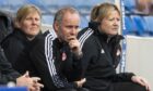Aberdeen Women co-managers Gavin Beith, centre, and Emma Hunter, right. Photo by Ross MacDonald / SNS Group
