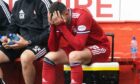 Aberdeen striker Christian Ramirez after being subbed off against Dundee.