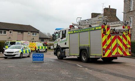 Fire service at Western Road, near the junction with Grandholm Street. Picture supplied by Greg Buchanan.