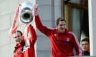 Andy Considine (left) and Scott Vernon show off the Scottish League Cup in 2014 after beating Inverness 4-2. It would prove to be his only piece of silverware with the Dons. Picture by SNS.