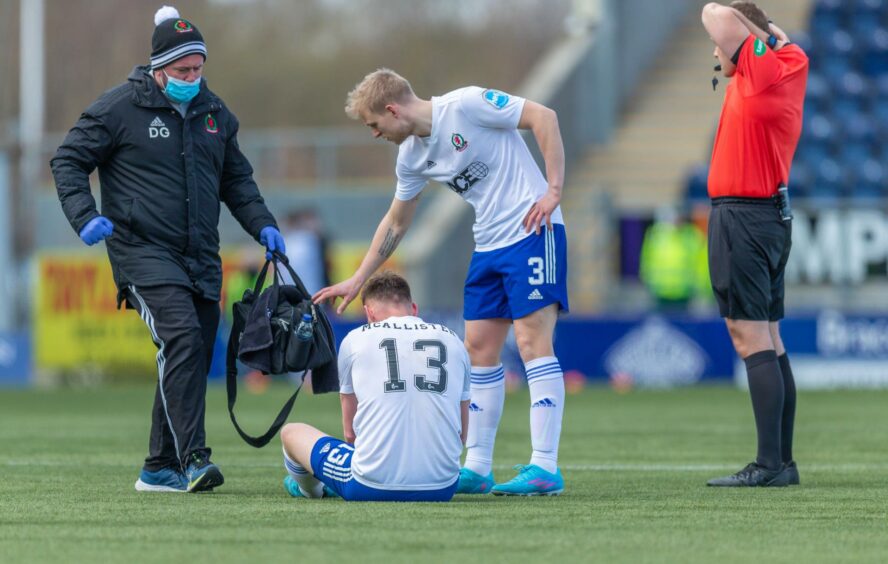 Cove Rangers forward Rory McAllister went off injured early on