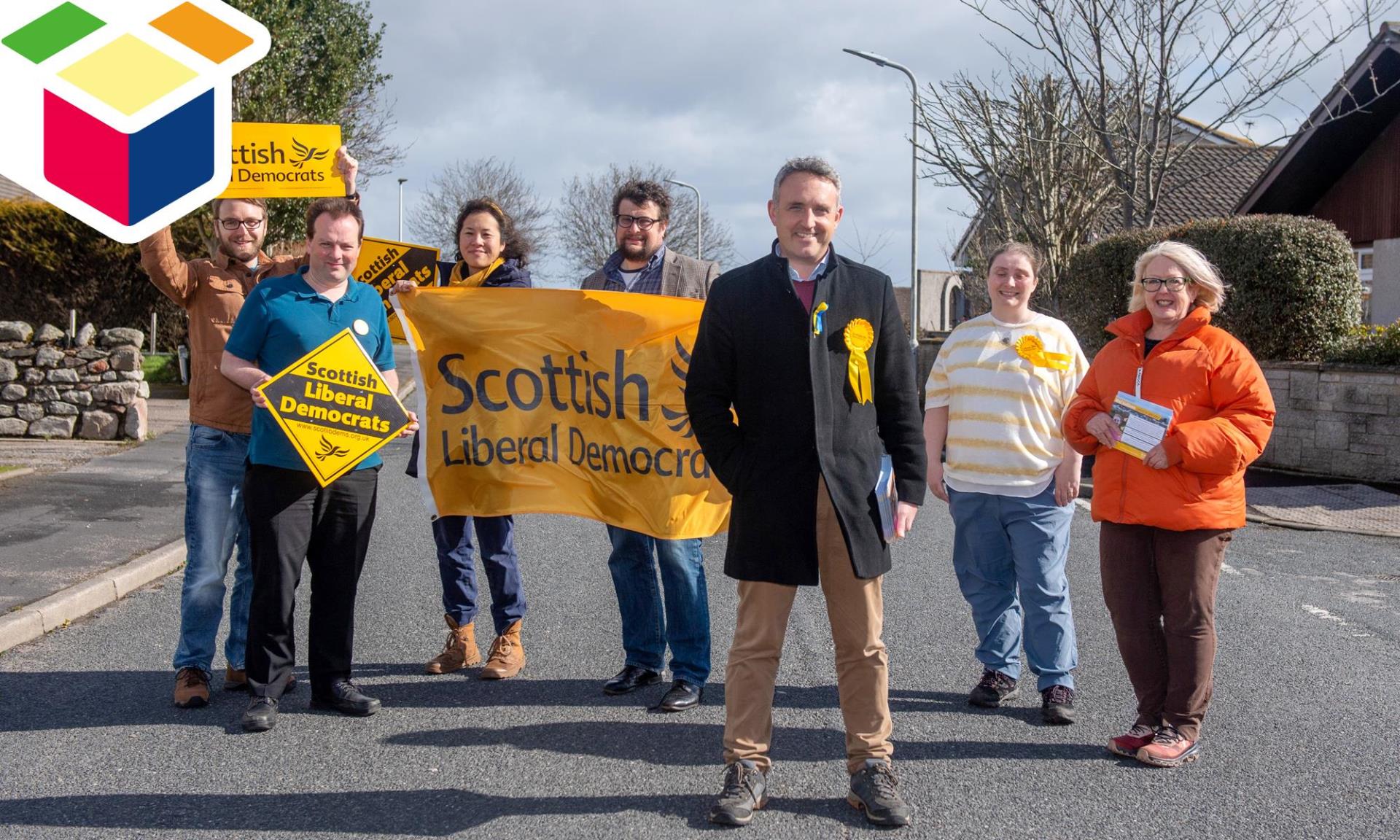 Scottish Liberal Democrat leader Alex Cole-Hamilton on a campaign visit to Portlethen ahead of May's local elections.