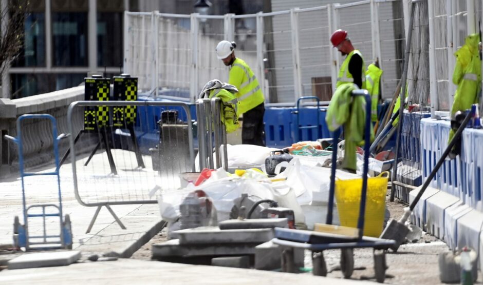 Construction continues in Union Terrace Gardens, as the "soft reopening" is called off on the day. Picture by Chris Sumner/DCT Media.