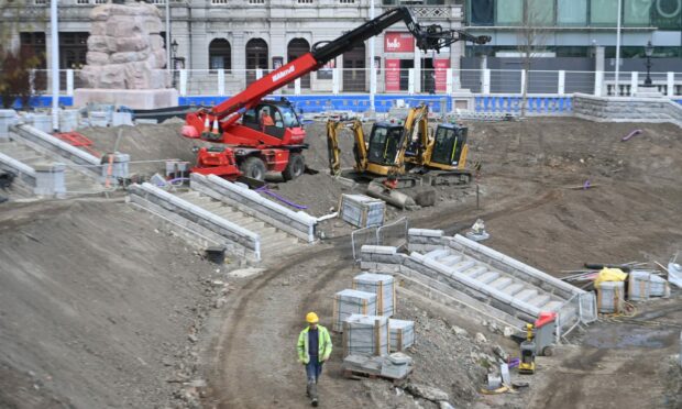 Construction continues in Union Terrace Gardens, as the "soft reopening" is called off on the day. Picture by Chris Sumner/DCT Media.