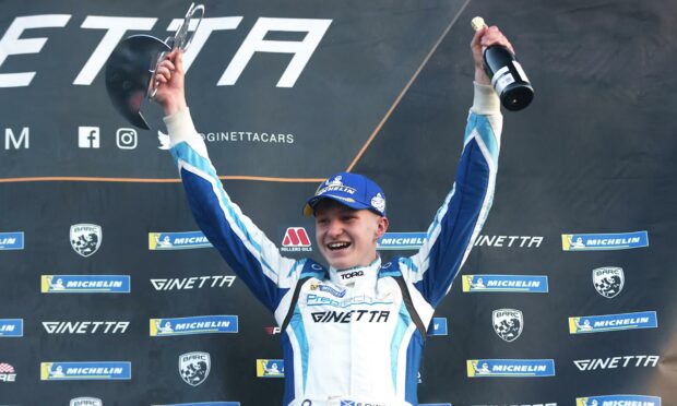 Fergus on the podium, Ginetta Juniors.