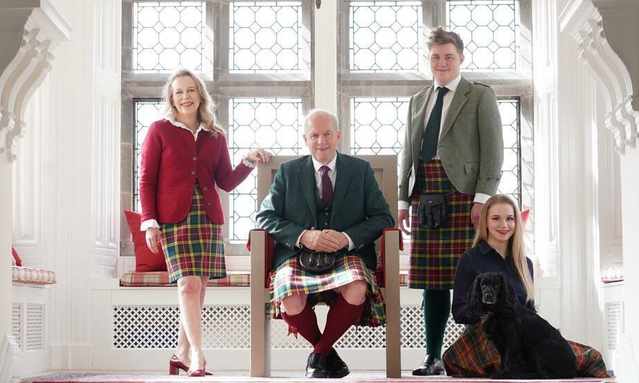Clan chief Mike Buchanan with his family.